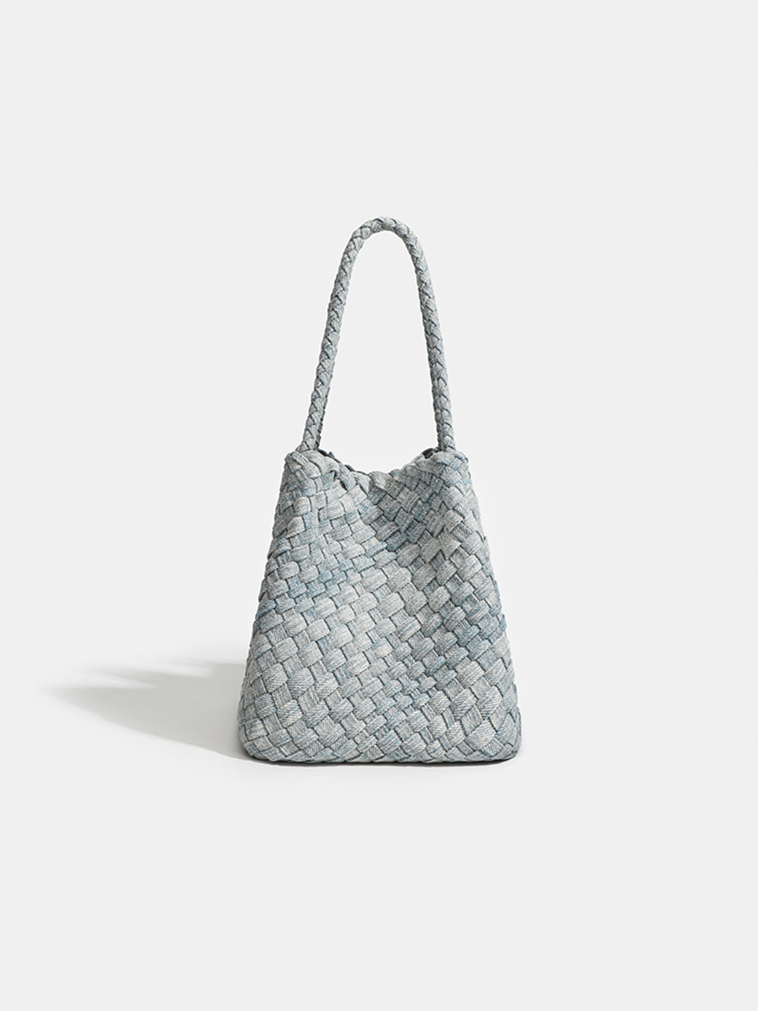 Luckcus Handwoven Denim Intrecciato Shoulder Tote