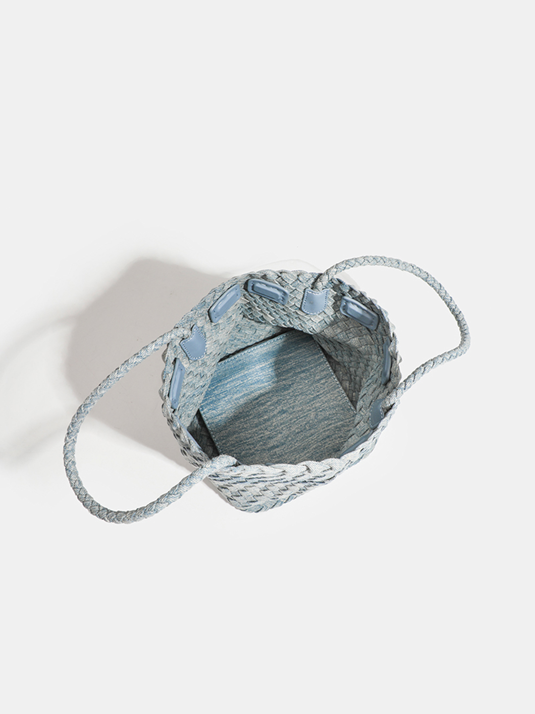 Luckcus Handwoven Denim Intrecciato Shoulder Tote