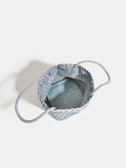 Luckcus Handwoven Denim Intrecciato Shoulder Tote