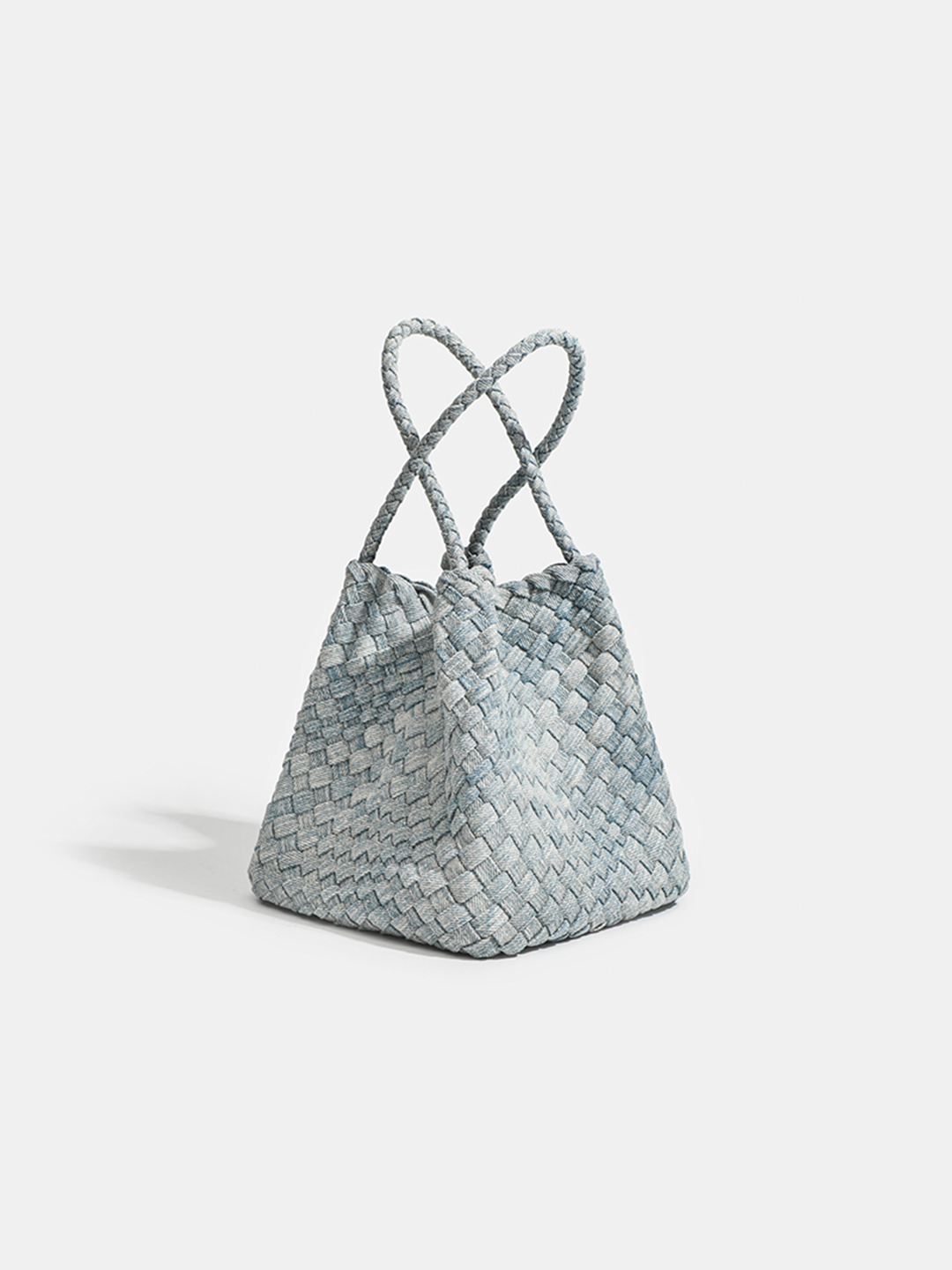 Luckcus Handwoven Denim Intrecciato Shoulder Tote
