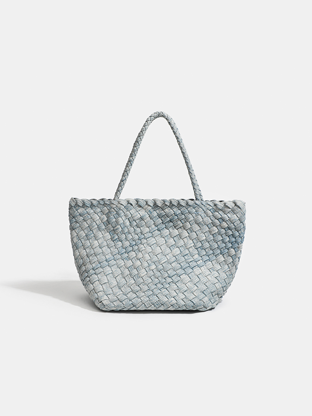 Luckcus Handwoven Denim Intrecciato Shoulder Tote