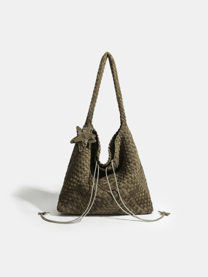 Luckcus Handwoven Velvety Slouch Shoulder Bag