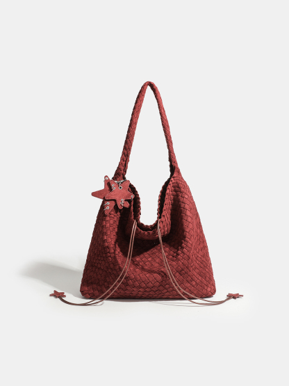Luckcus Handwoven Velvety Slouch Shoulder Bag