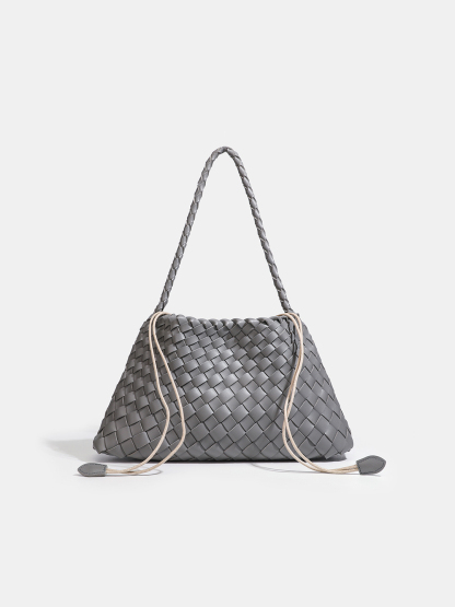 Luckcus Petite Woven Trapeze Shoulder Bag in Linear Grace