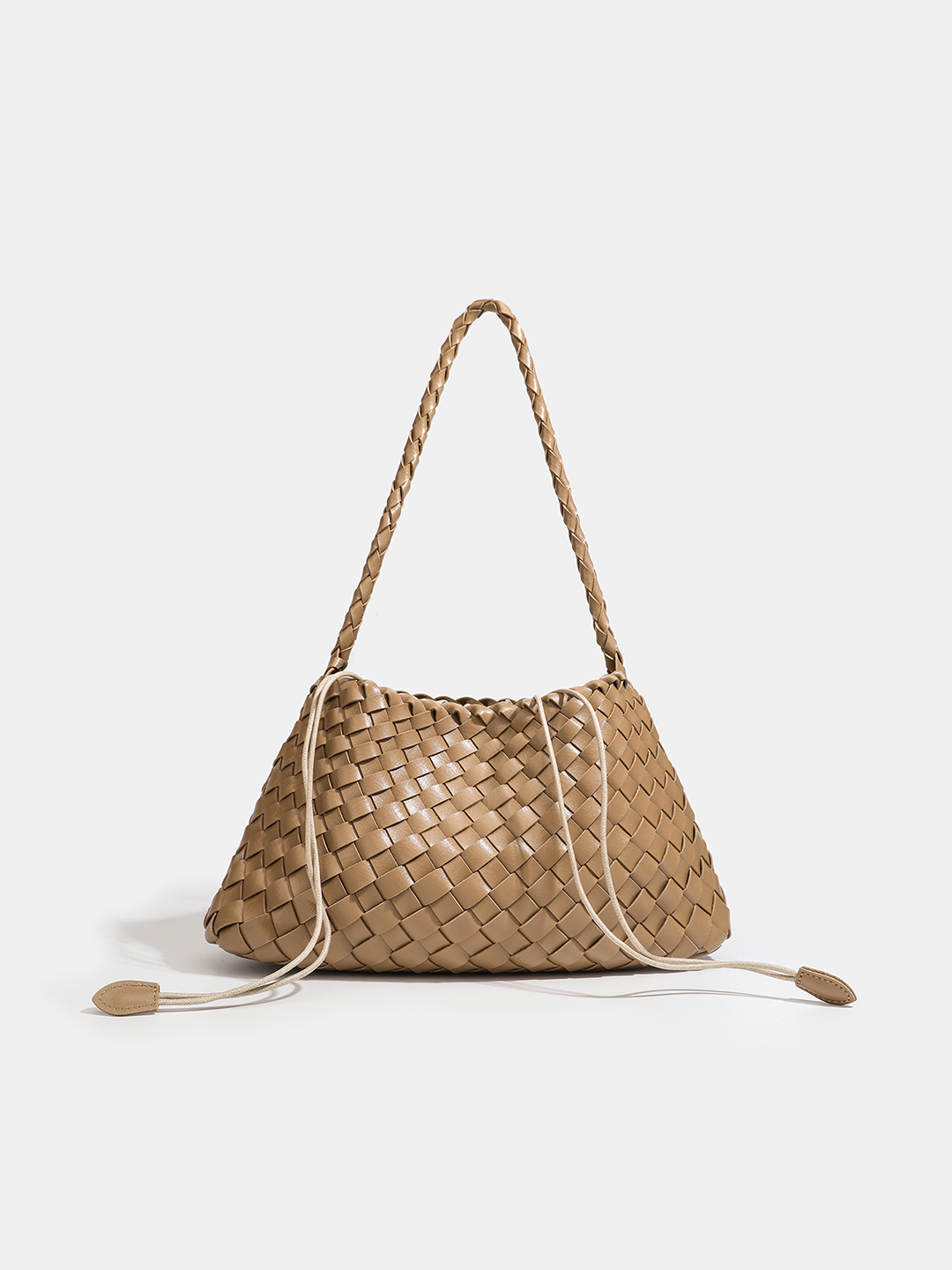 Luckcus Petite Woven Trapeze Shoulder Bag in Linear Grace