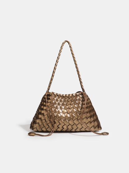 Luckcus Petite Woven Trapeze Shoulder Bag in Linear Grace