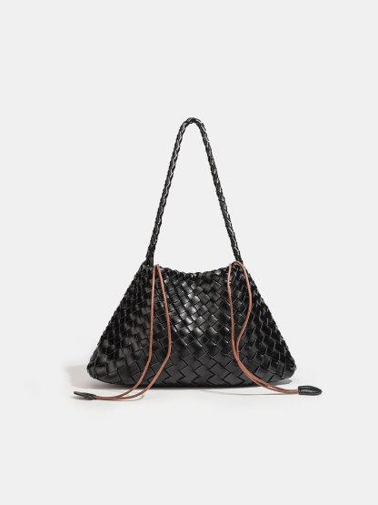 Luckcus Petite Woven Trapeze Shoulder Bag in Linear Grace