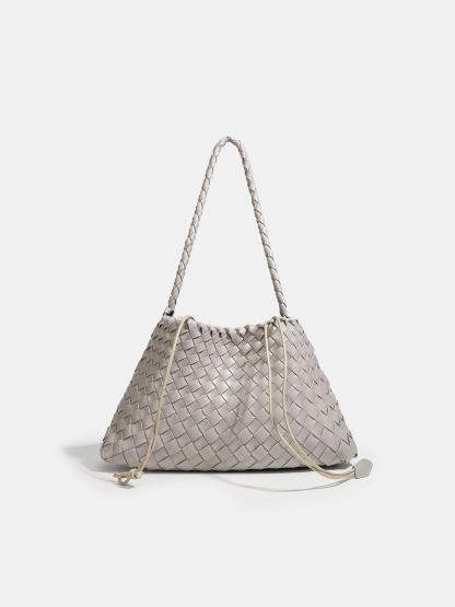 Luckcus Petite Woven Trapeze Shoulder Bag in Linear Grace