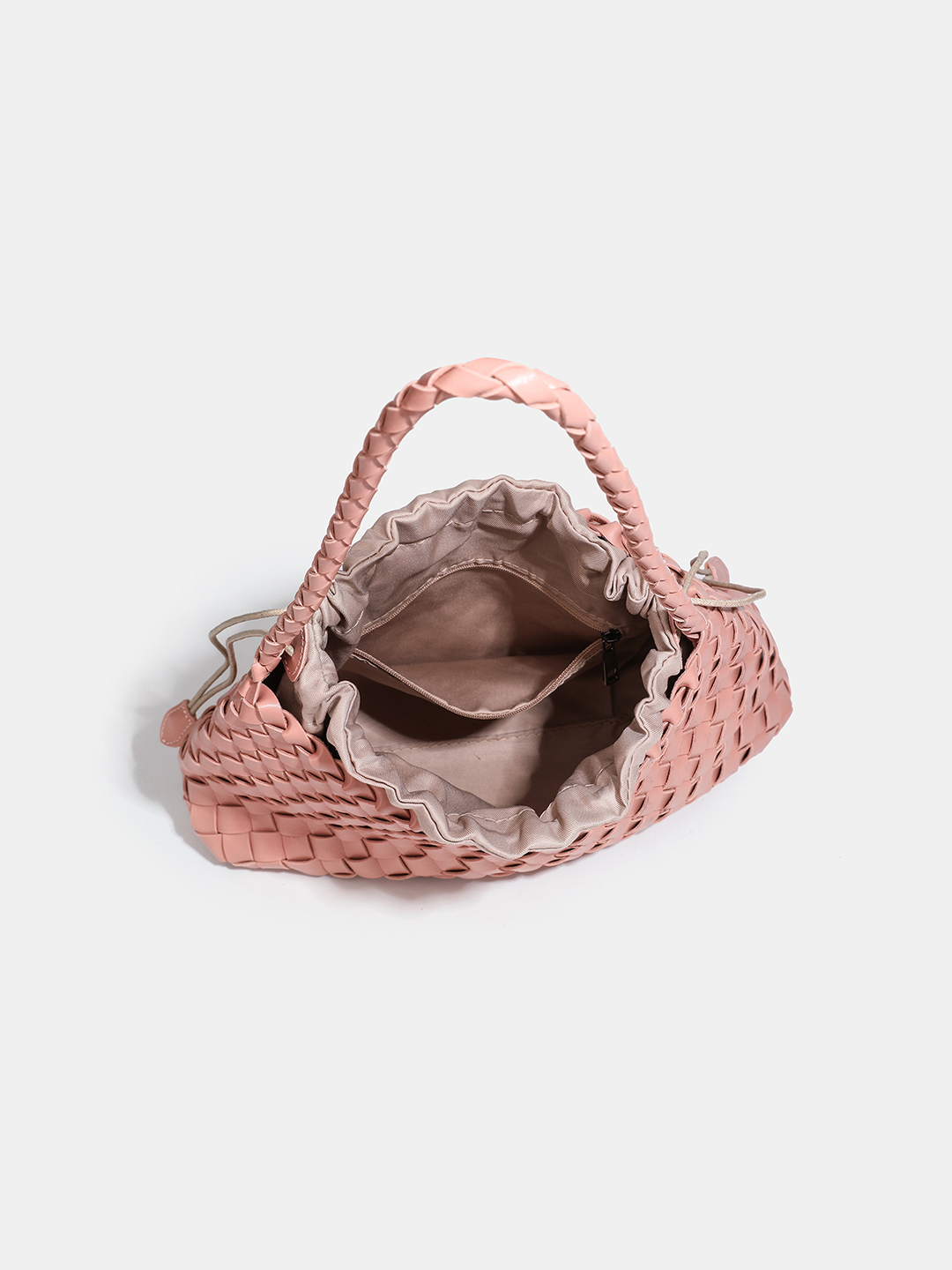 Luckcus Petite Woven Trapeze Shoulder Bag in Linear Grace
