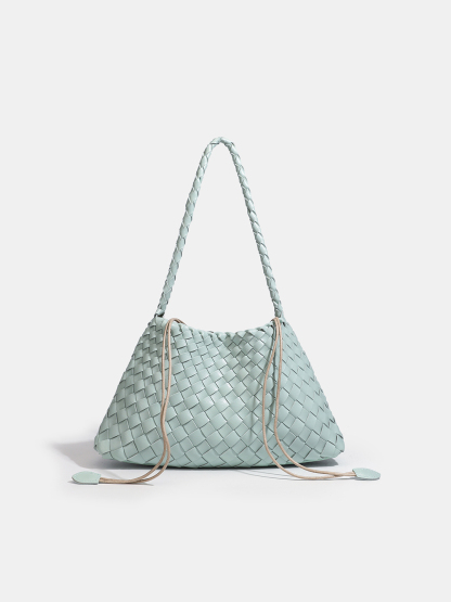 Luckcus Petite Woven Trapeze Shoulder Bag in Linear Grace