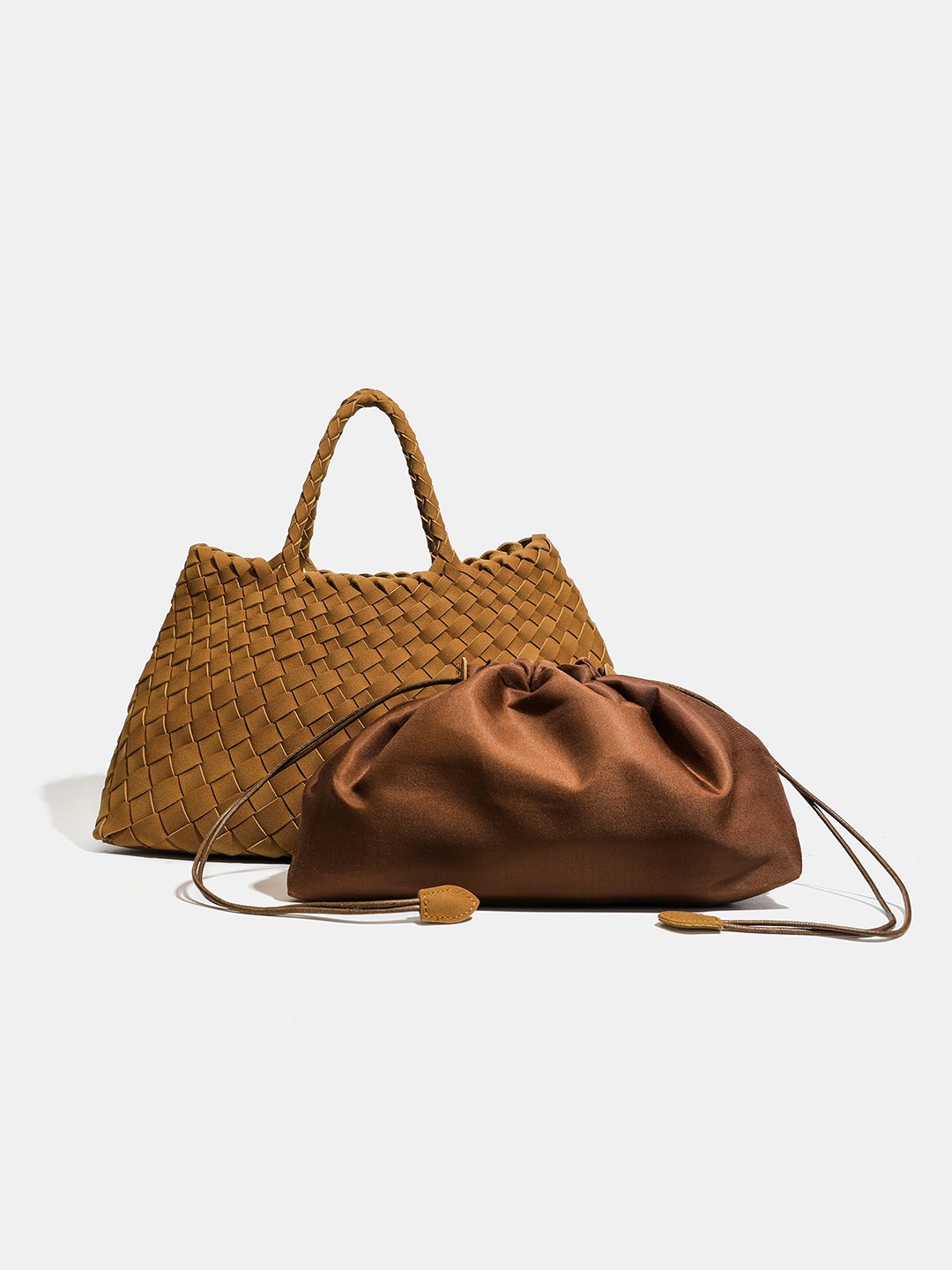 Luckcus Handwoven Drawstring Trapezoid Tote