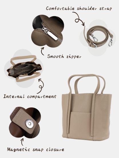 Luckcus Minimalist Leather Handbag with Seam Lines