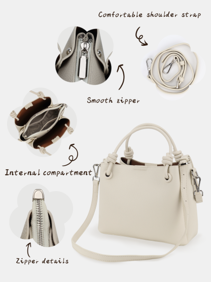 Luckcus Soft Structured Handbag with Knotted Handles