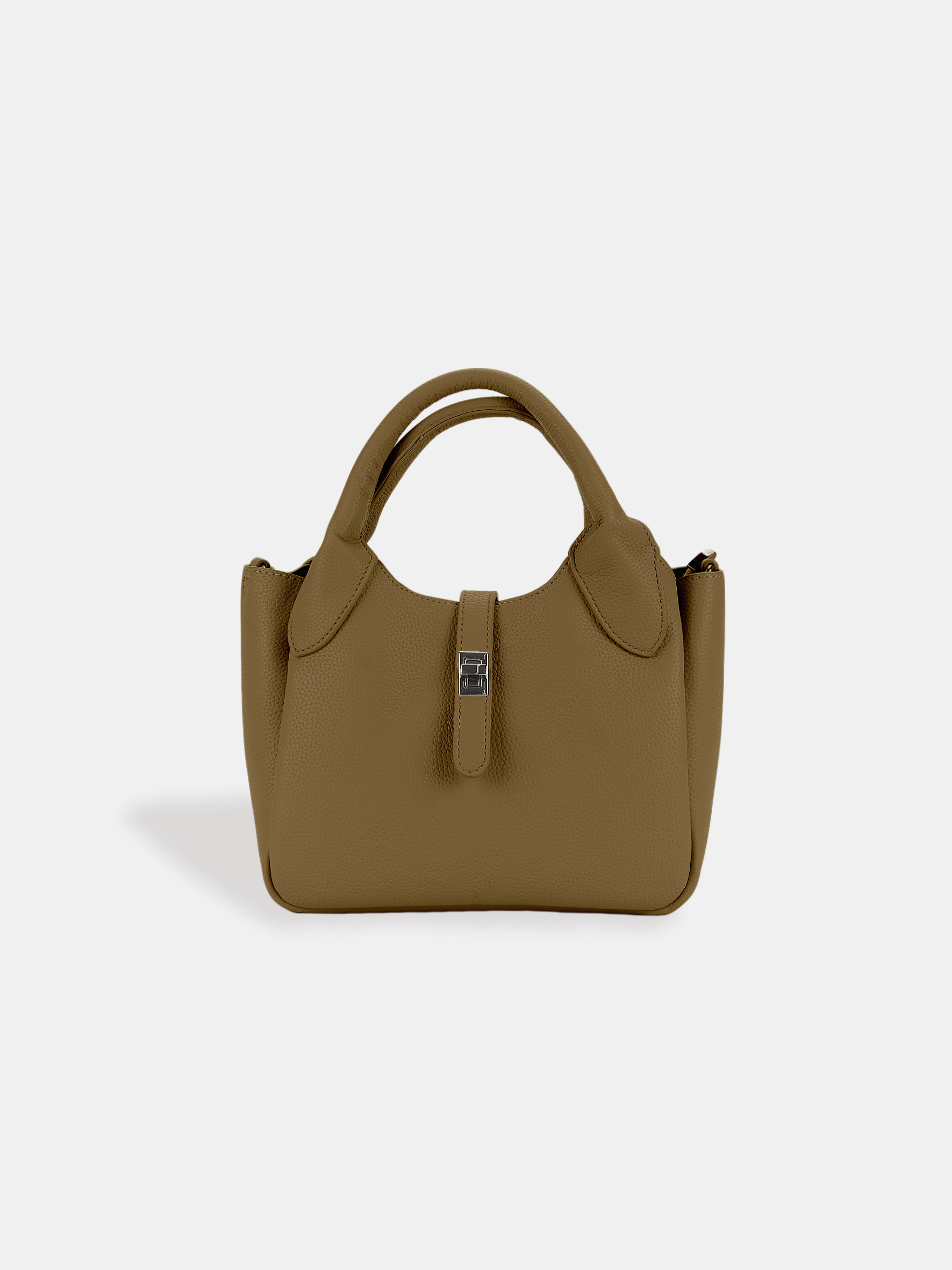 Luckcus Smooth Leather Tote with Metal Clasp