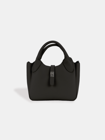Luckcus Smooth Leather Tote with Metal Clasp