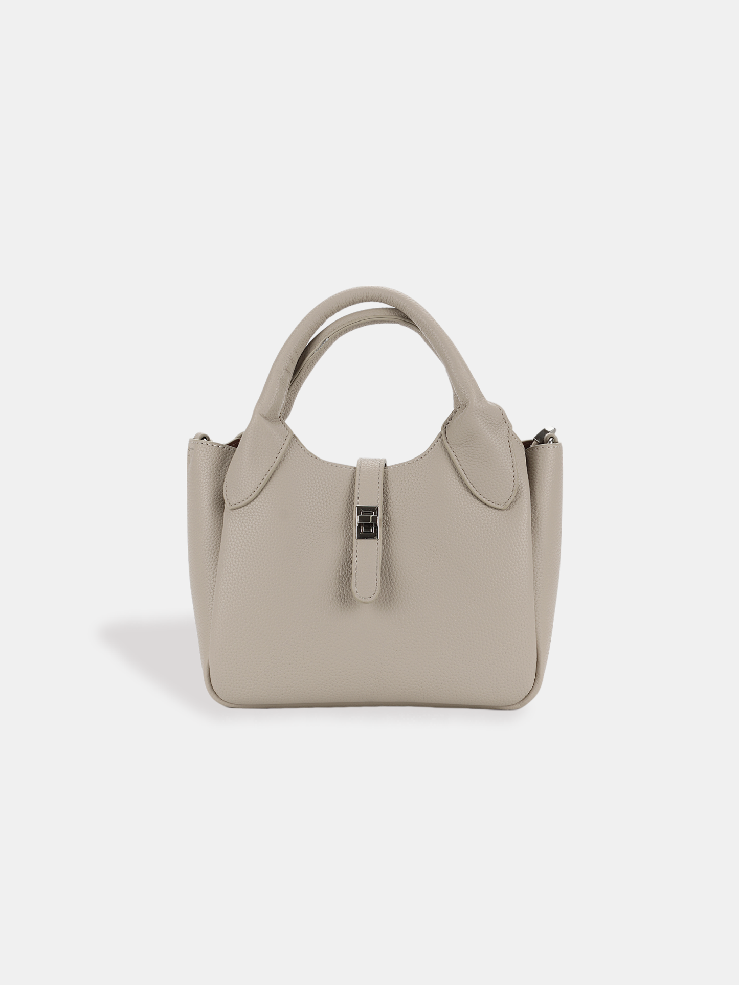 Luckcus Smooth Leather Tote with Metal Clasp