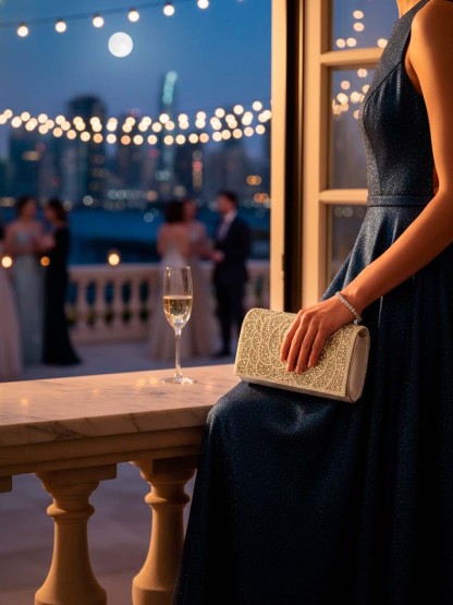 Luckcus Opulent Rose Beaded Clutch