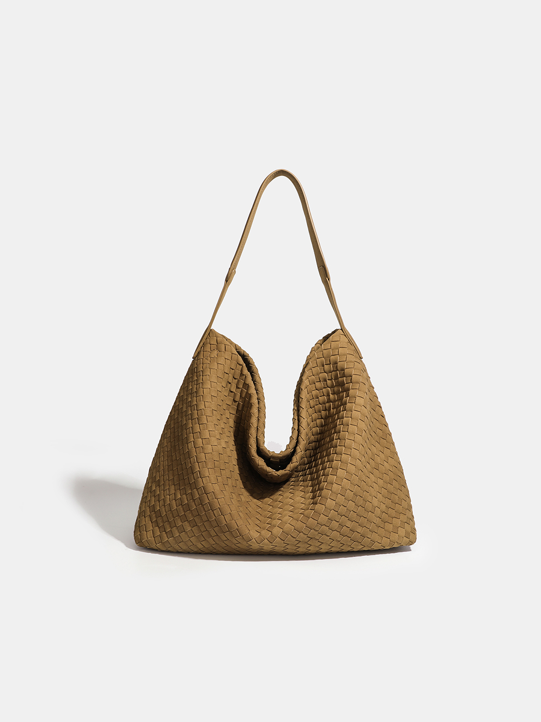 Luckcus Minimalist Nubuck Wide-Handle Woven Tote