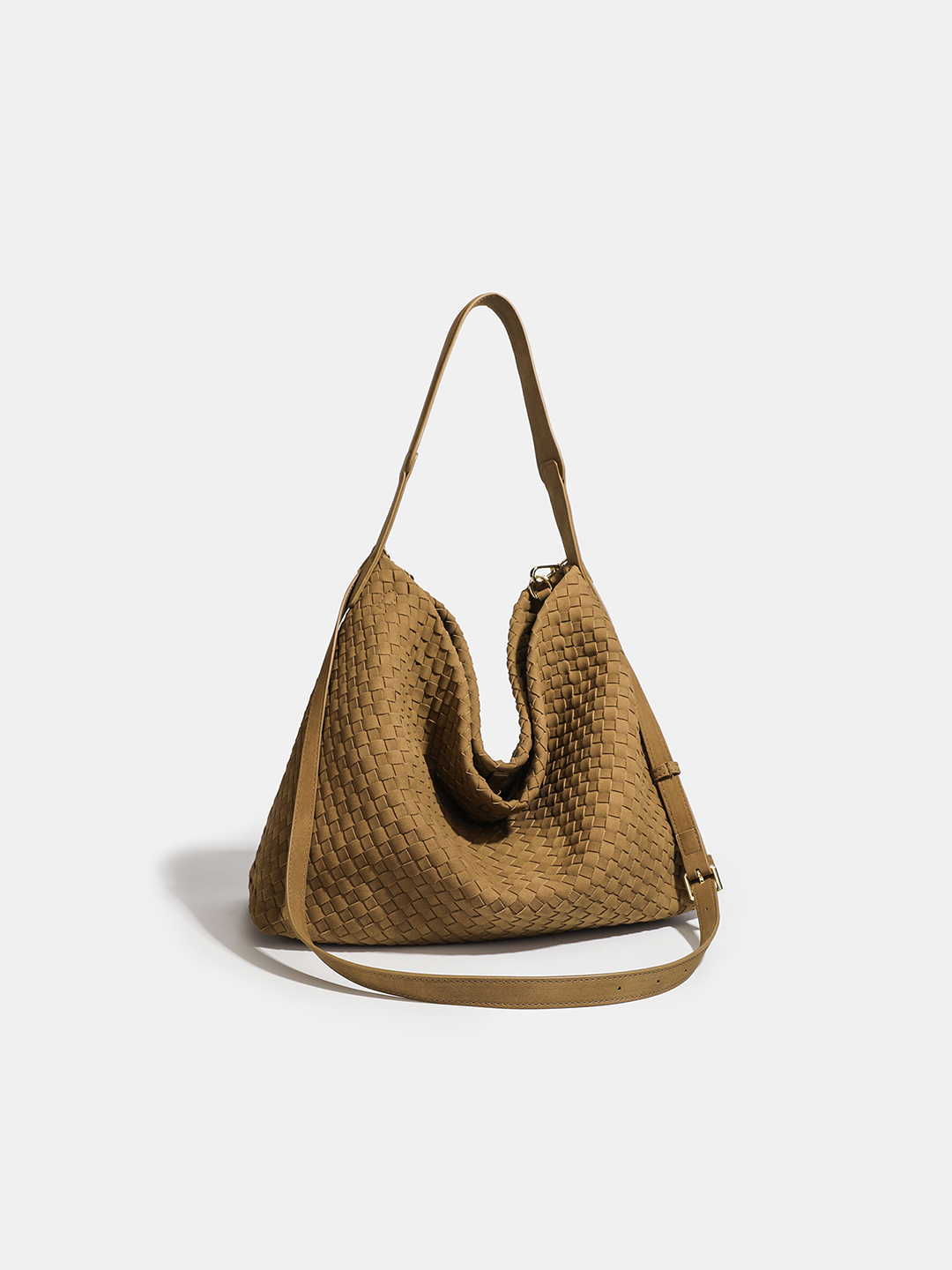 Luckcus Minimalist Nubuck Wide-Handle Woven Tote