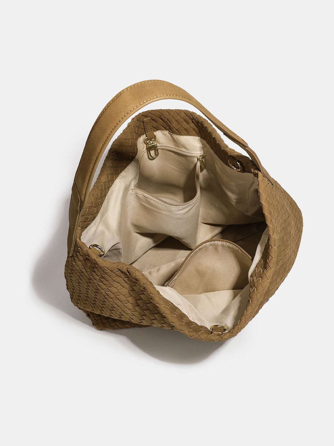 Luckcus Minimalist Nubuck Wide-Handle Woven Tote