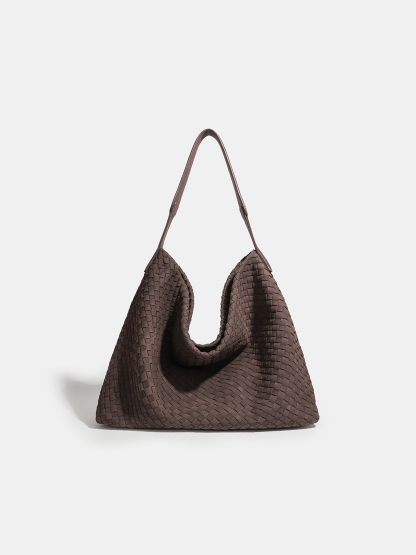 Luckcus Minimalist Nubuck Wide-Handle Woven Tote