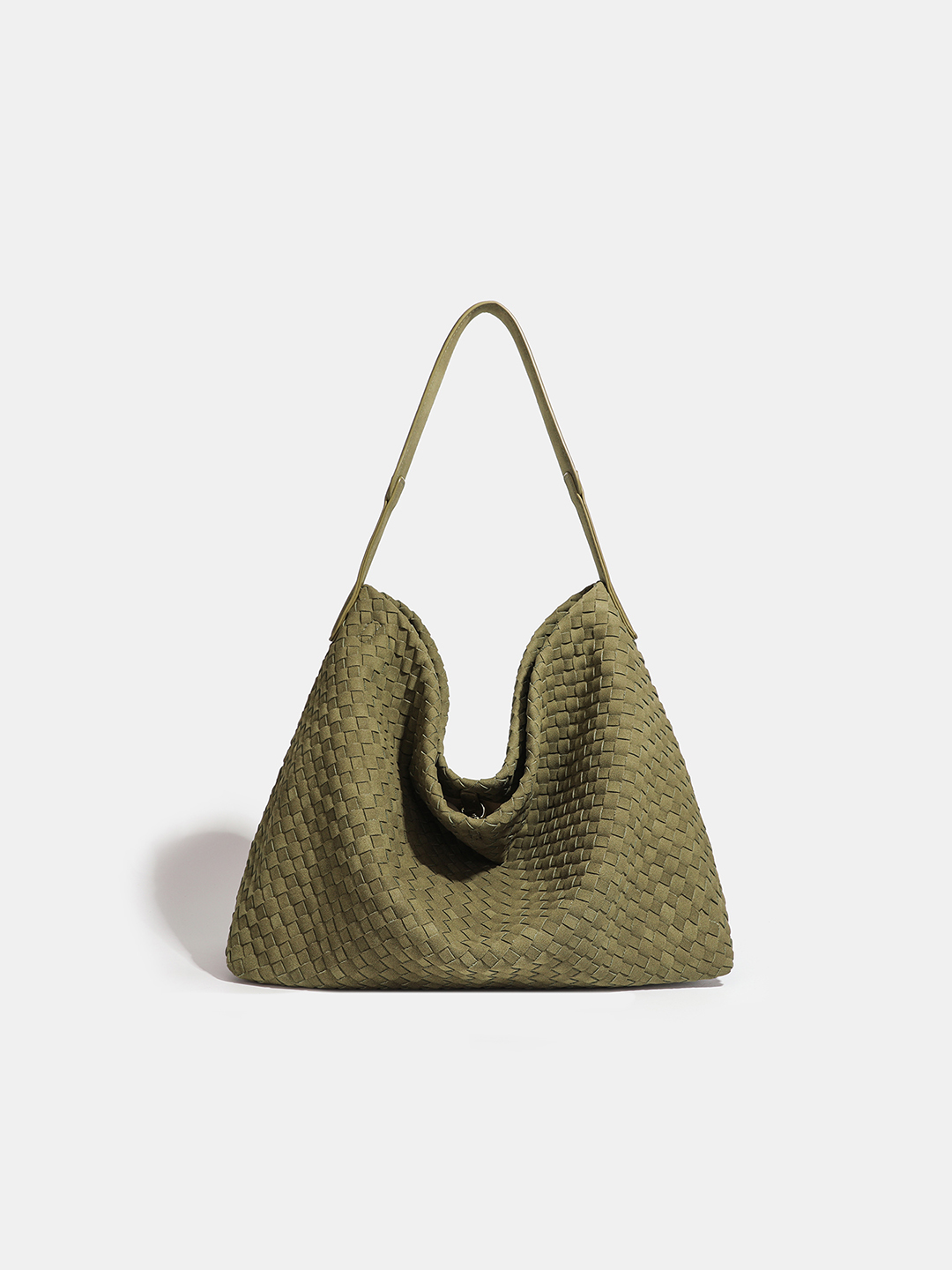 Luckcus Minimalist Nubuck Wide-Handle Woven Tote