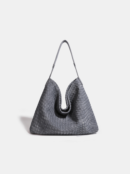 Luckcus Minimalist Nubuck Wide-Handle Woven Tote