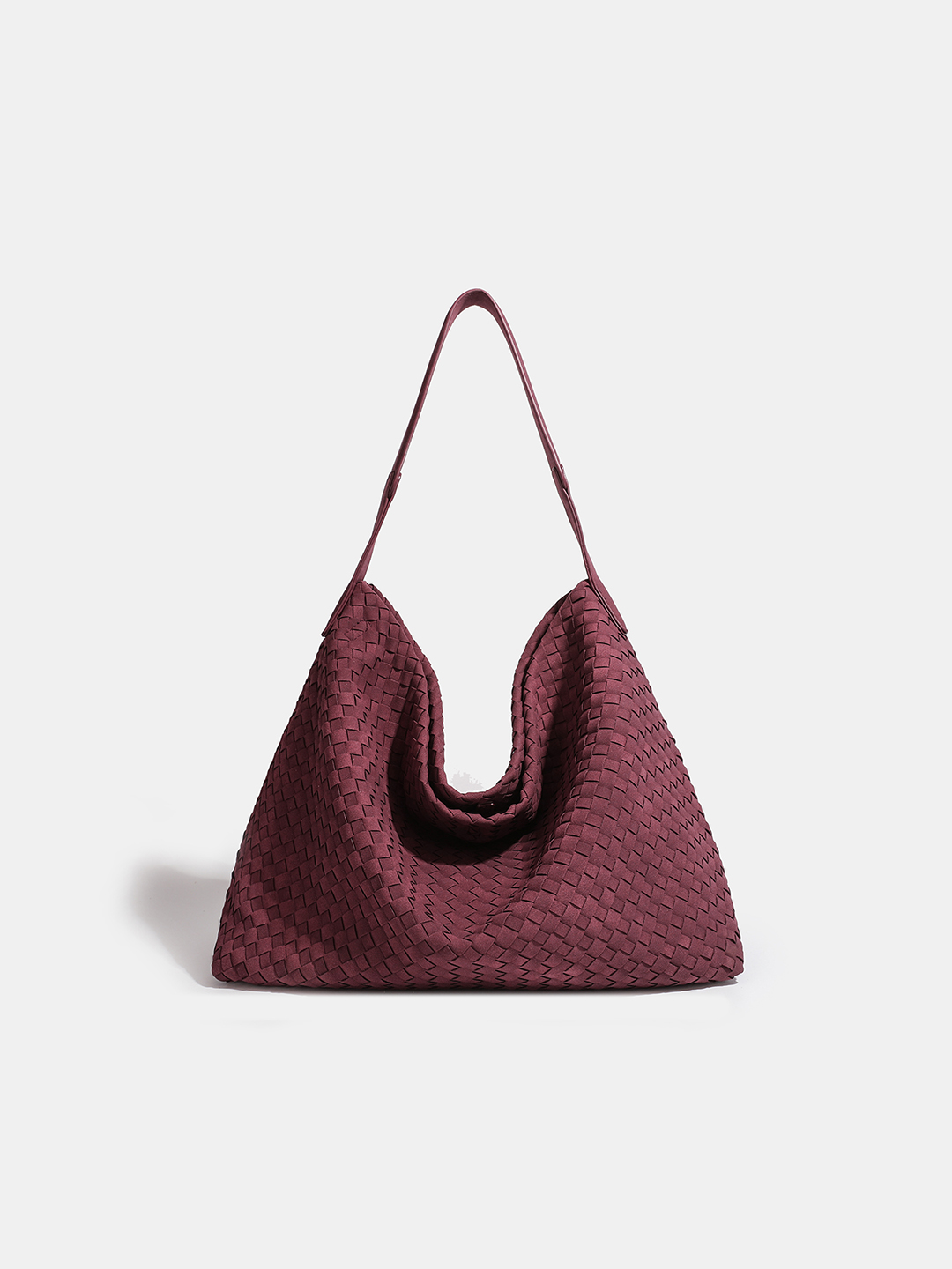 Luckcus Minimalist Nubuck Wide-Handle Woven Tote