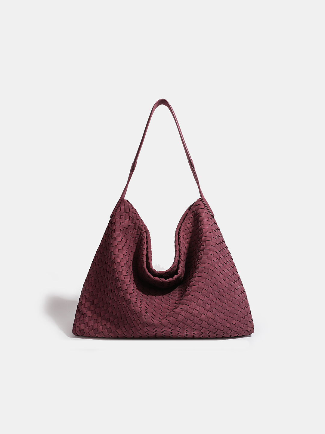 Luckcus Minimalist Nubuck Wide-Handle Woven Tote