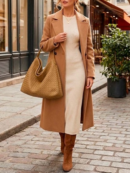 Luckcus Minimalist Nubuck Wide-Handle Woven Tote