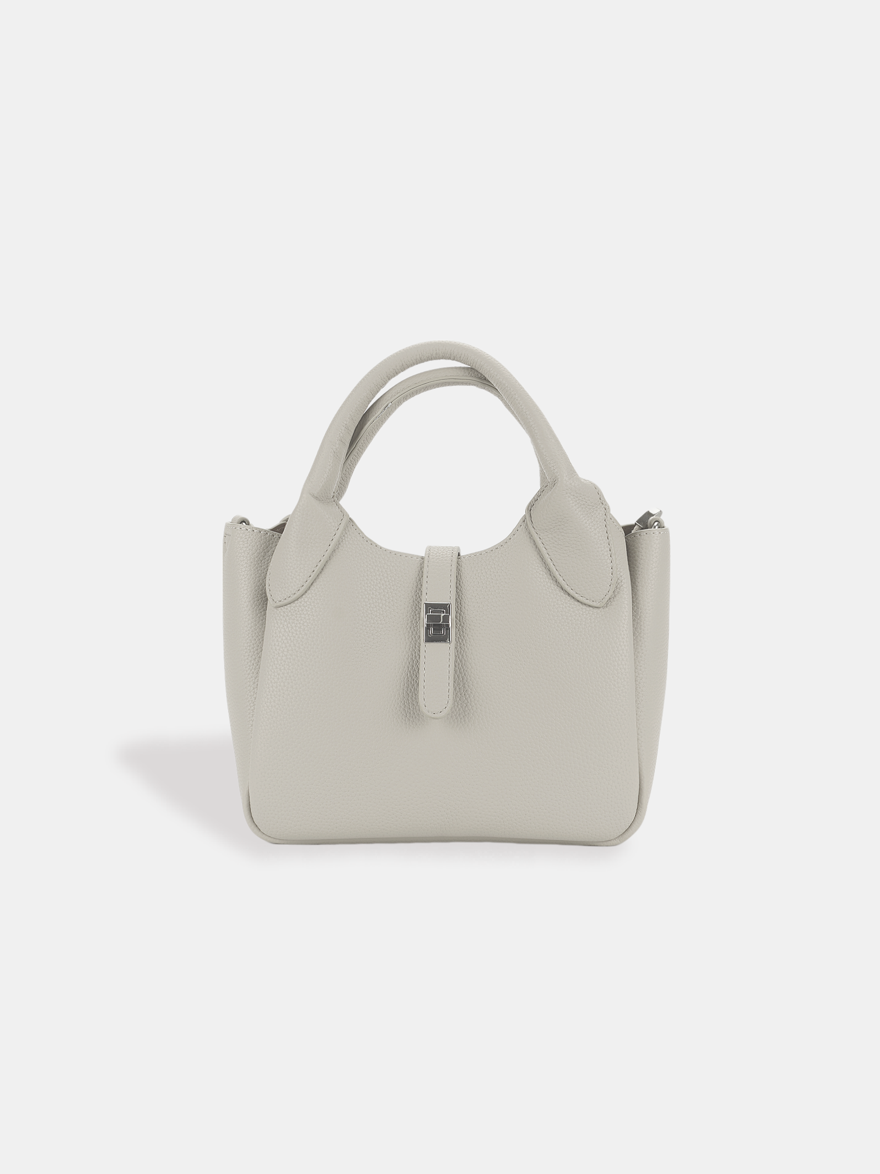 Luckcus Smooth Leather Tote with Metal Clasp