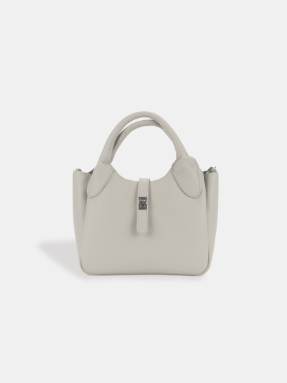 Luckcus Smooth Leather Tote with Metal Clasp
