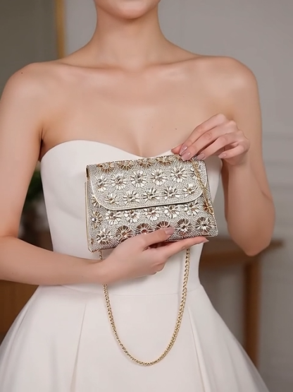 Luckcus Infinite Shine Floral Galaxy Chain Clutch 