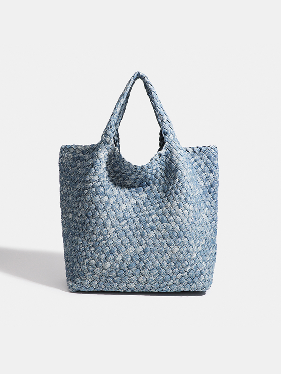 Luckcus Handwoven Denim Tote With Handwoven Inner Pocket