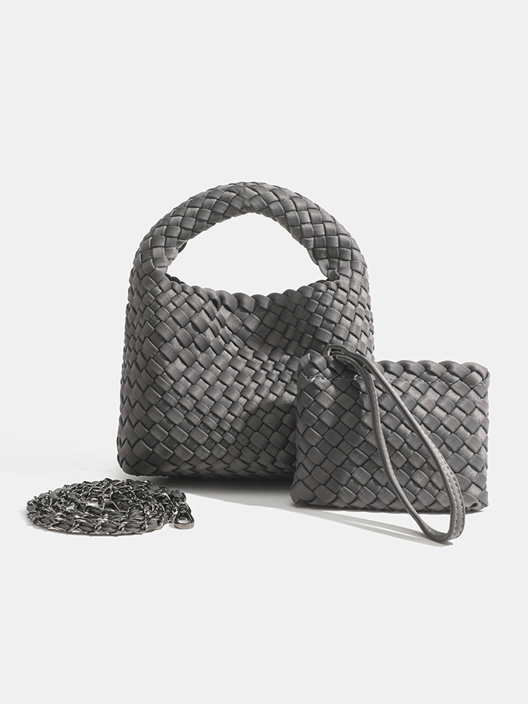 Luckcus Petite Handwoven Handle Handheld Mini Bag with Fluid Harmony