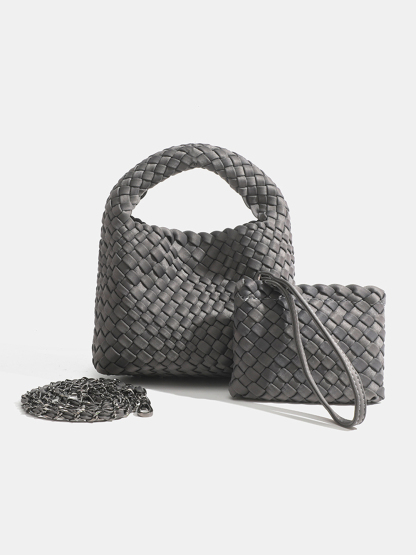 Luckcus Petite Handwoven Handle Handheld Mini Bag with Fluid Harmony