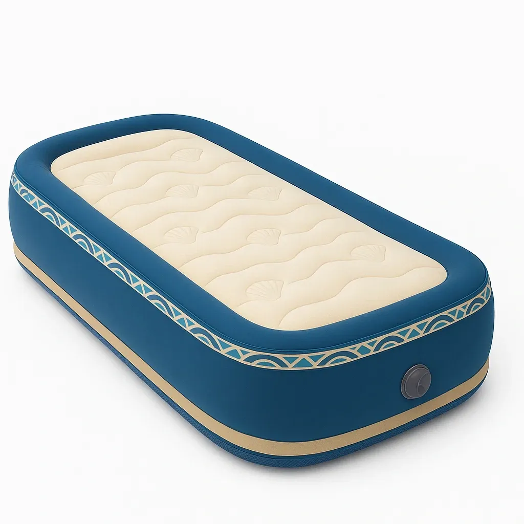 Colchón de aire para exterior individual PVC azul/beige