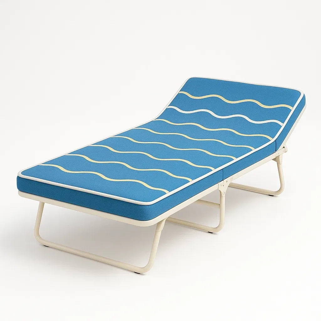 Camastro de camping ajustable de metal y tela azul