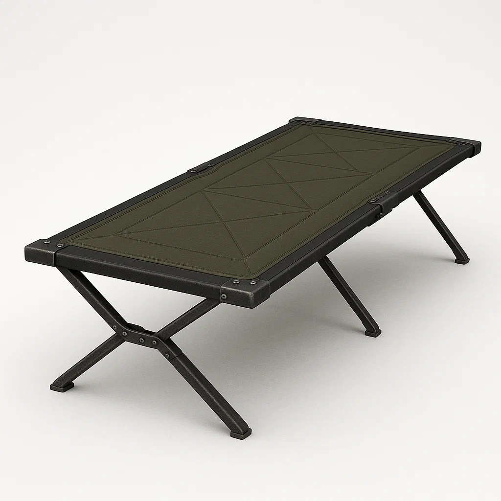 Camastro de camping tela acero verde oliva 190x65x42 cm