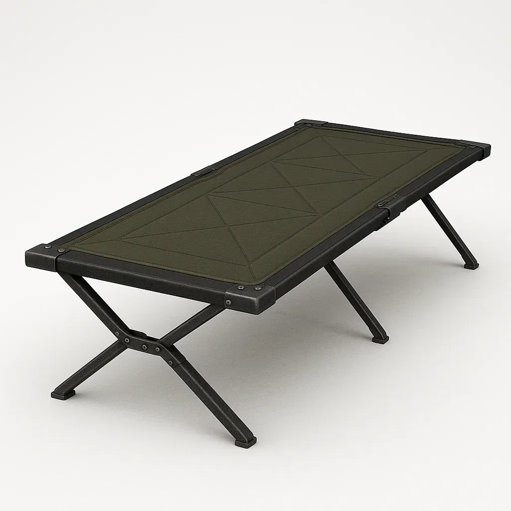 Camastro de camping tela acero verde oliva 190x65x42 cm