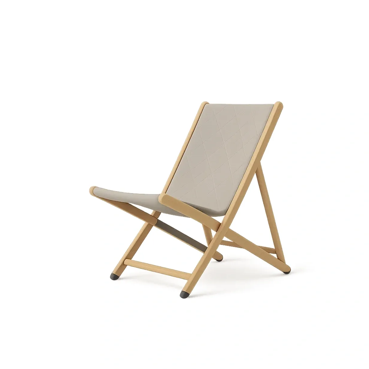 Silla de camping beige madera asiento de poliéster