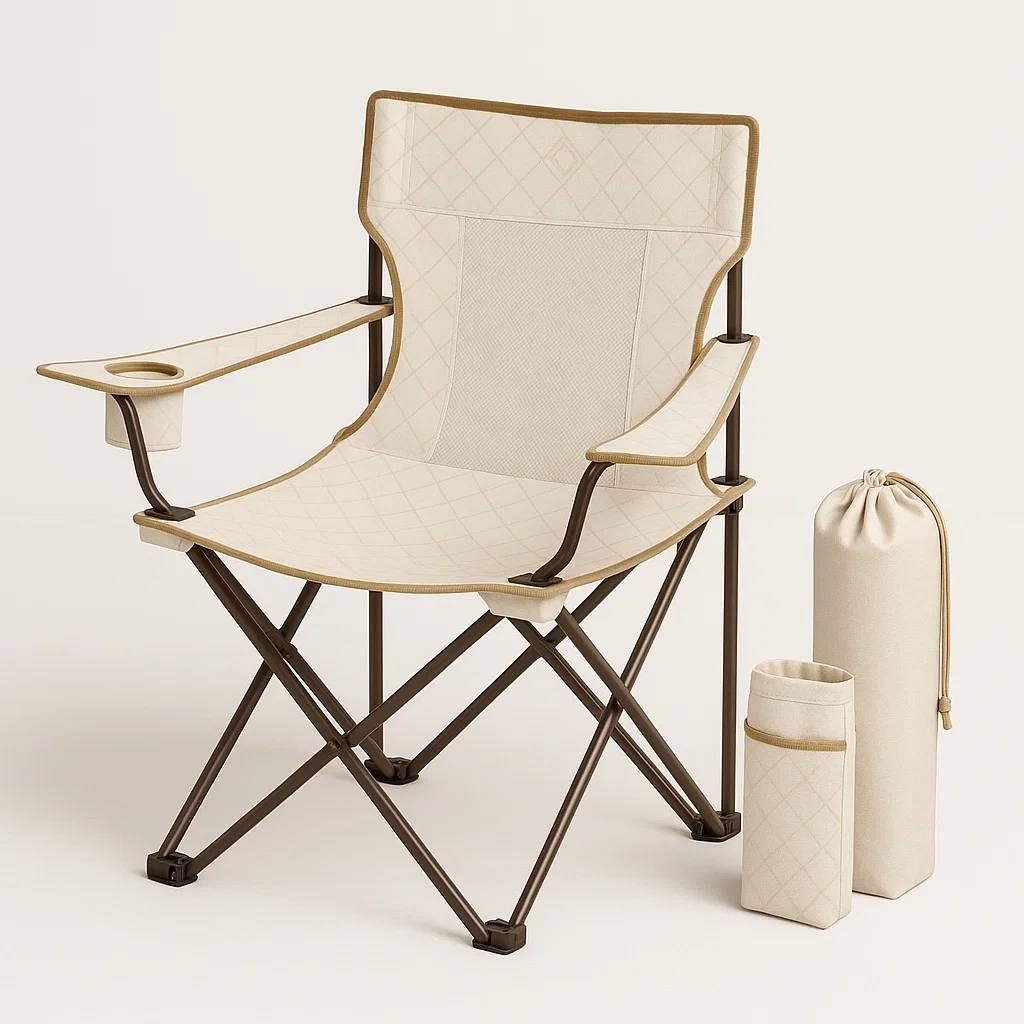 Silla de camping beige acero