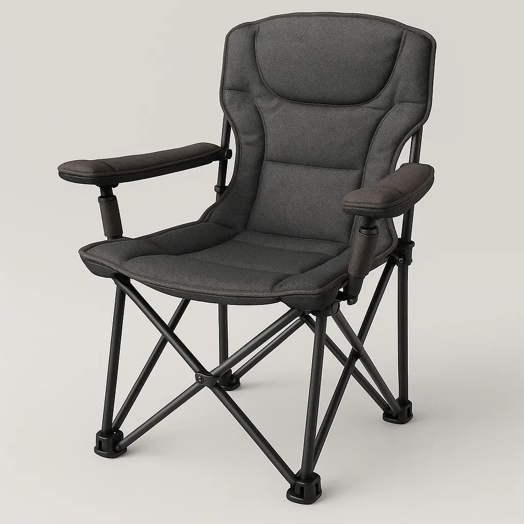 Silla de camping exterior gris oscuro de poliéster y acero