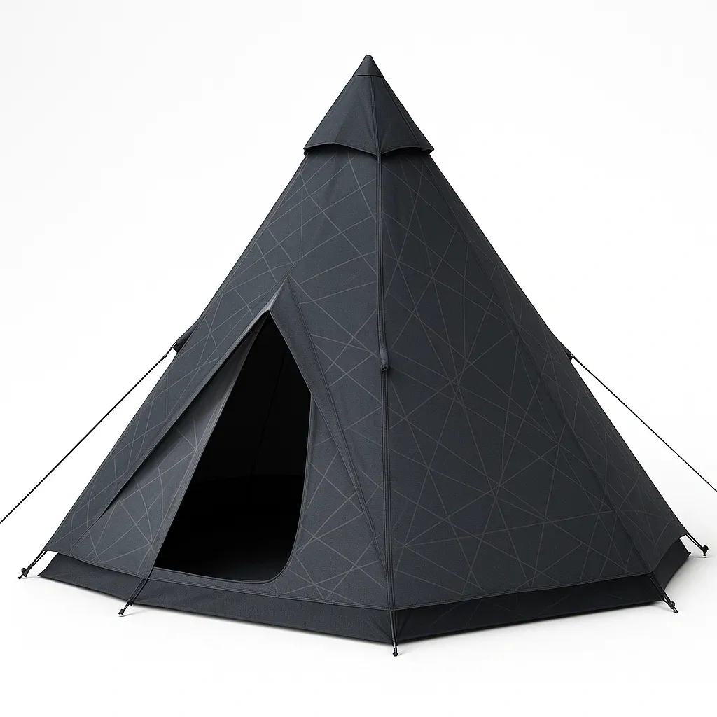 Tienda de campaña tipo tipi negra de poliéster impermeable