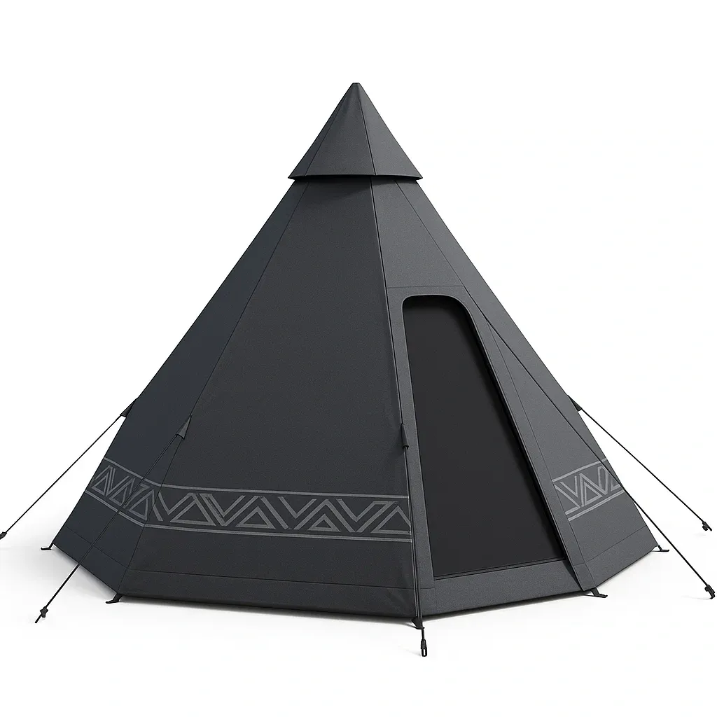 Tienda de campaña tipo tipi negra de poliéster impermeable para 4 personas