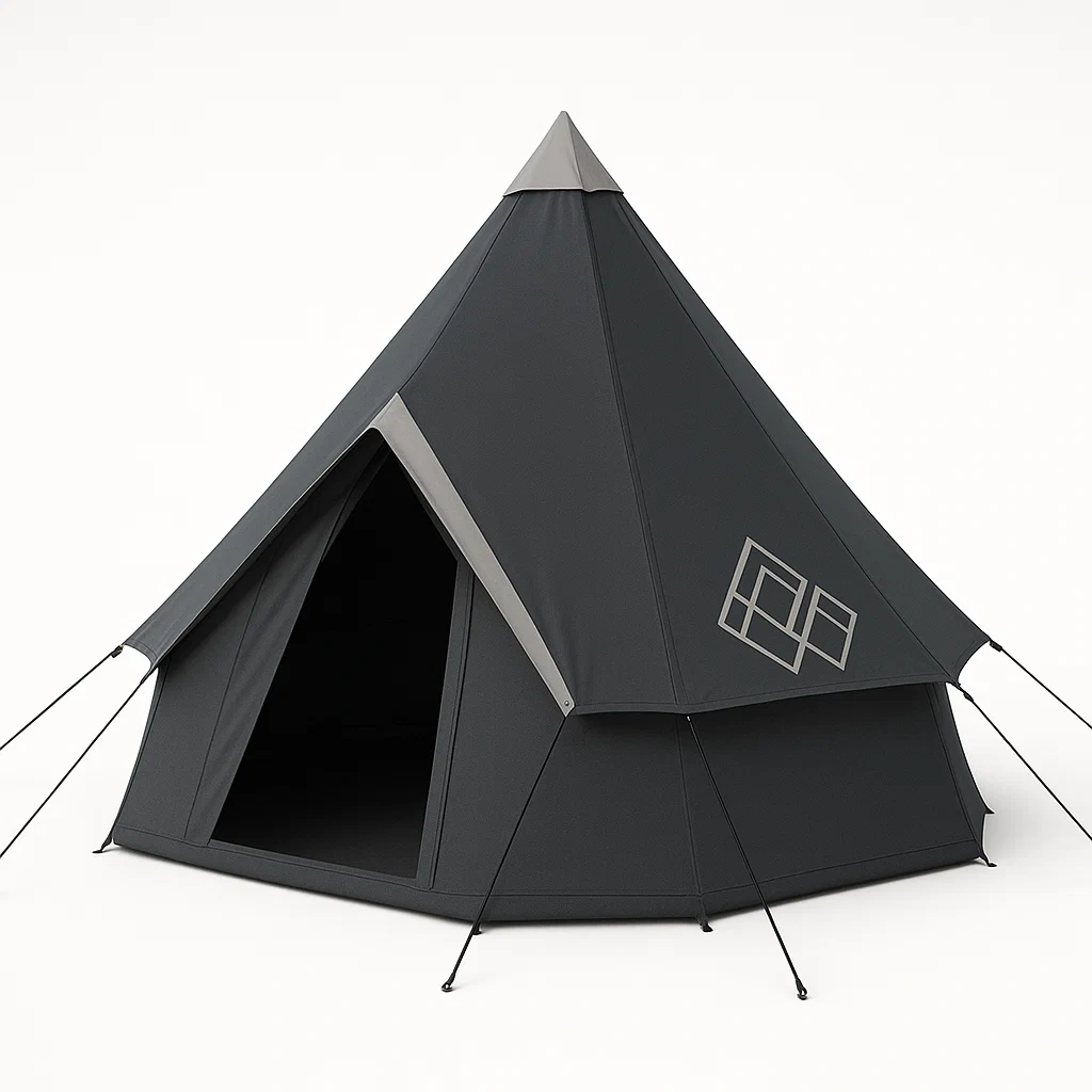 Tienda de campaña tipi hexagonal de poliéster impermeable gris oscuro