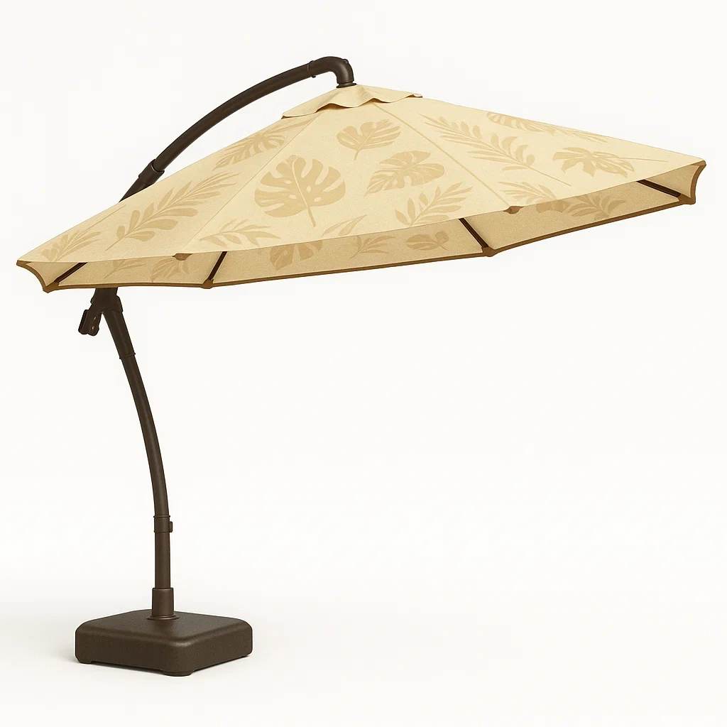 Sombrilla lateral colgante beige de poliéster para jardín