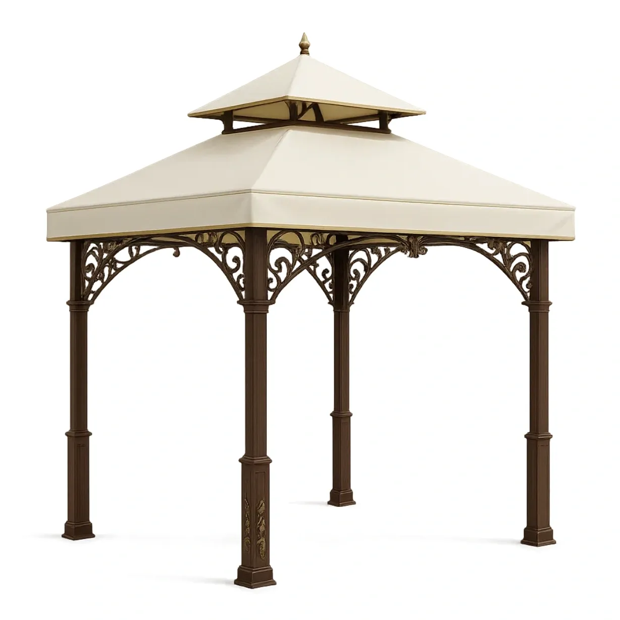 Cenador metálico color crema con doble techo