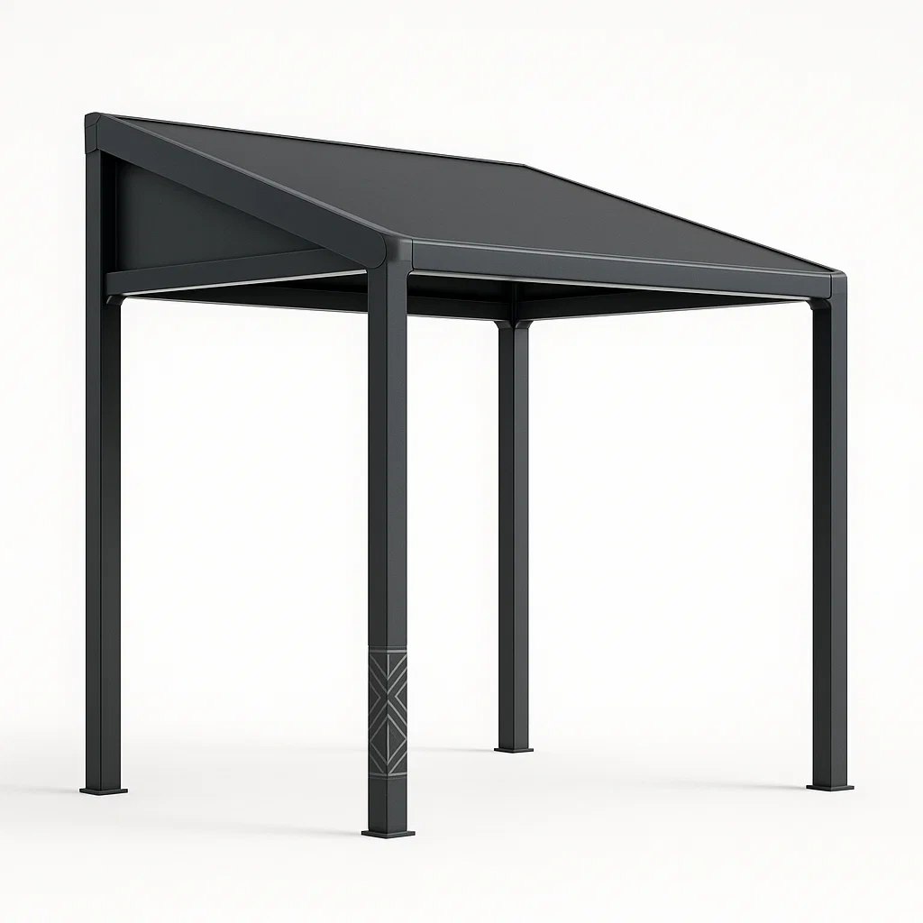 Cenador exterior de aluminio y policarbonato color antracita