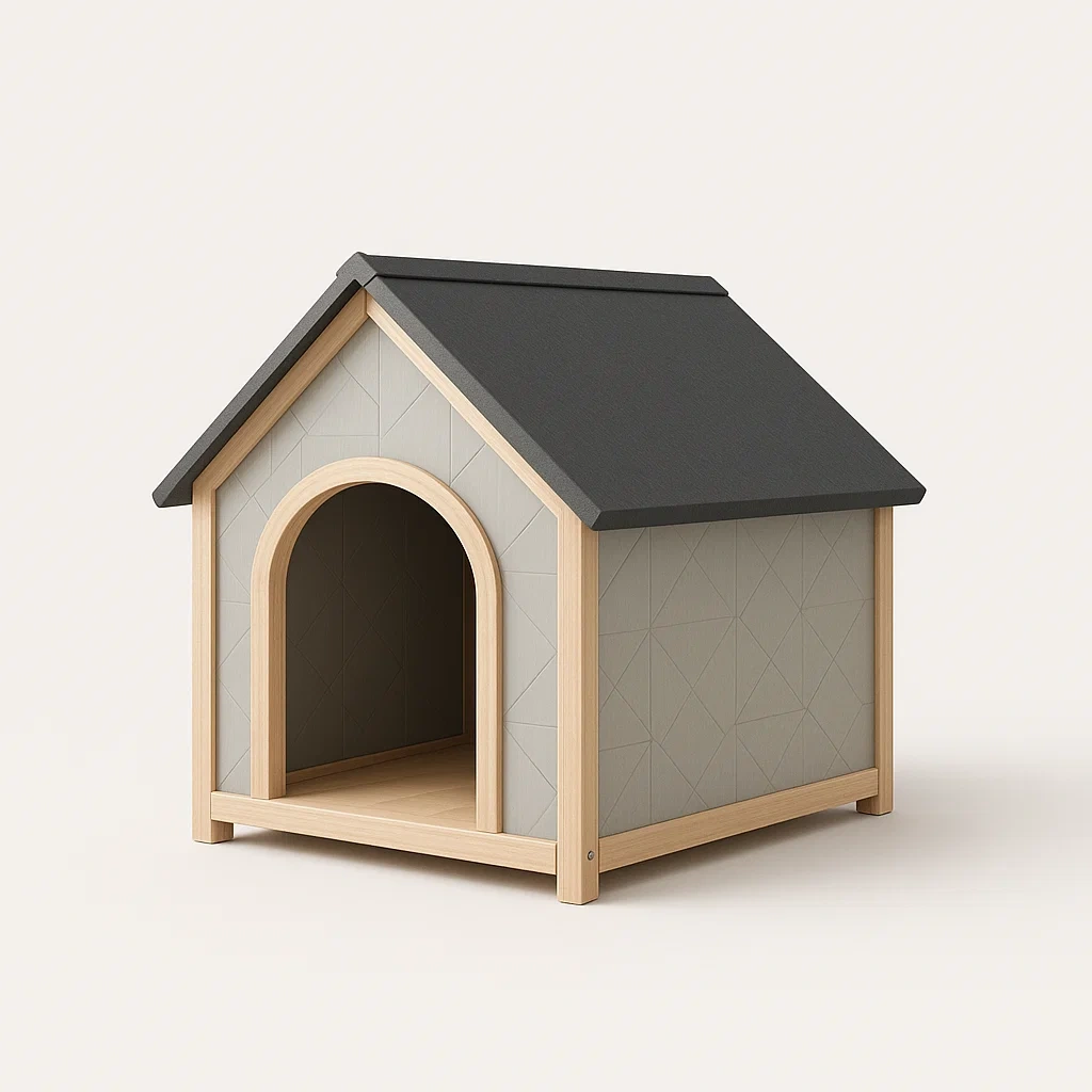 Casa para perro de madera y plástico gris 60x50x55 cm